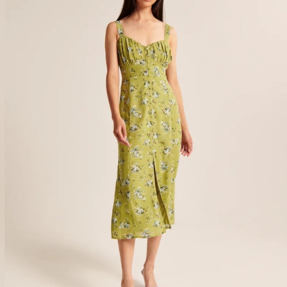 NWT Abercrombie & Fitch Green Floral Midi Dress
